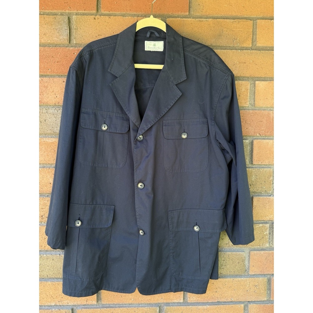 Carrol & Co Hunting Jacket Safari Pockets Chore Coat VTG | Navy | Mens Size XL